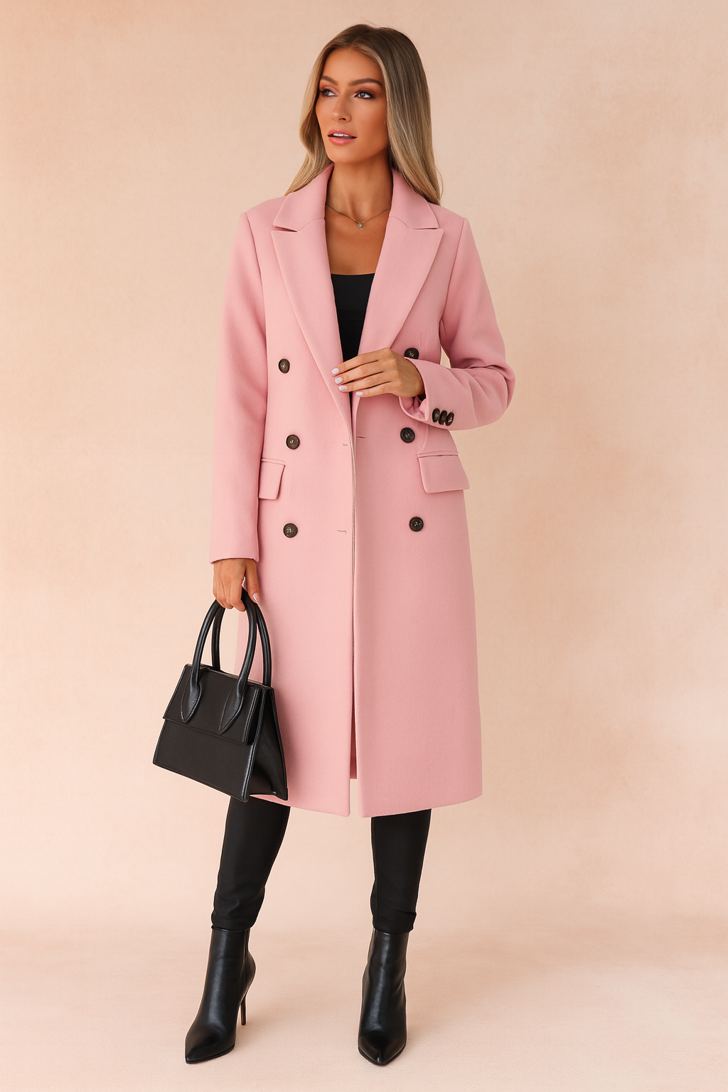 Long Women's Winter Double-Breasted Elegant Business Coat