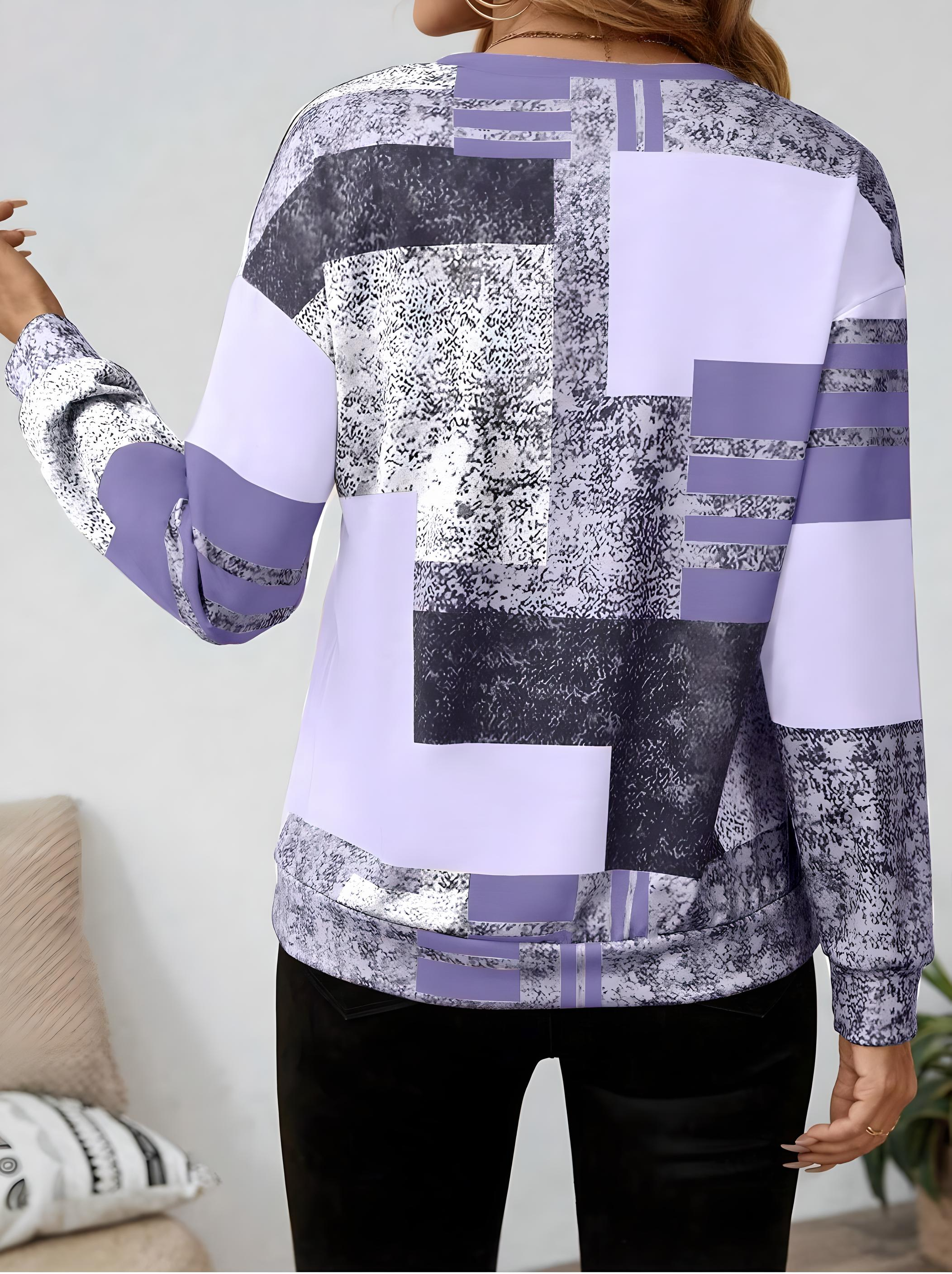 Abstract Print Zip Neck Top for Modern Everyday Style