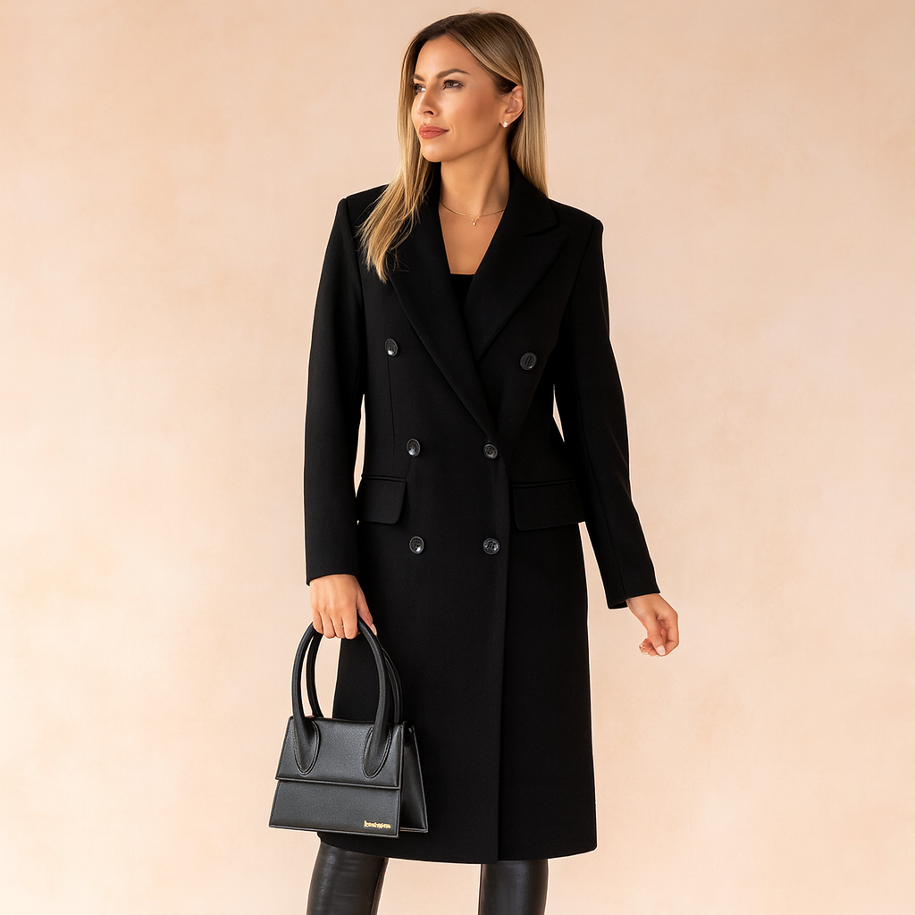 Long Women's Winter Double-Breasted Elegant Business Coat