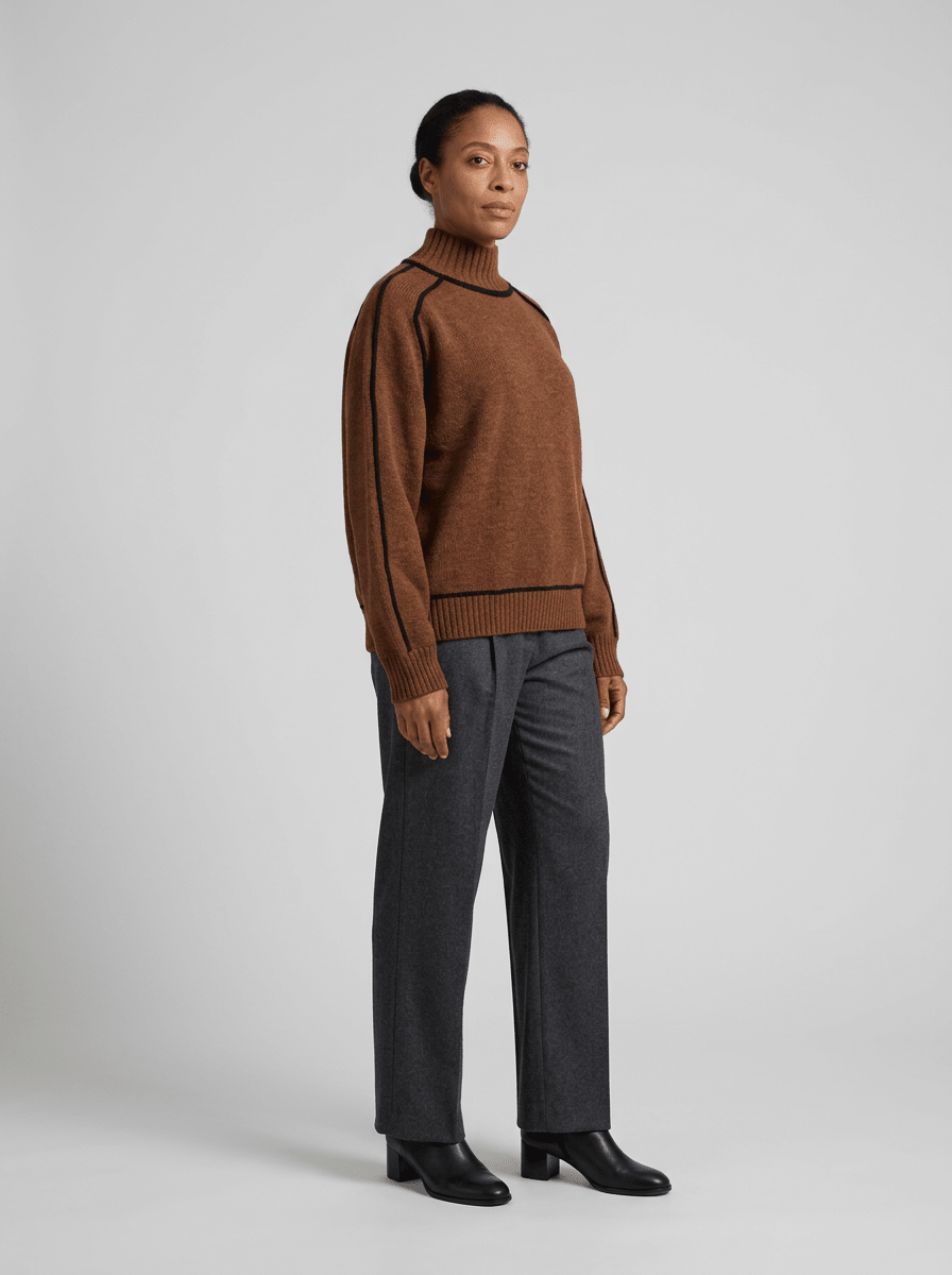 Turtleneck Sweater – Minimalist Color Block Knit