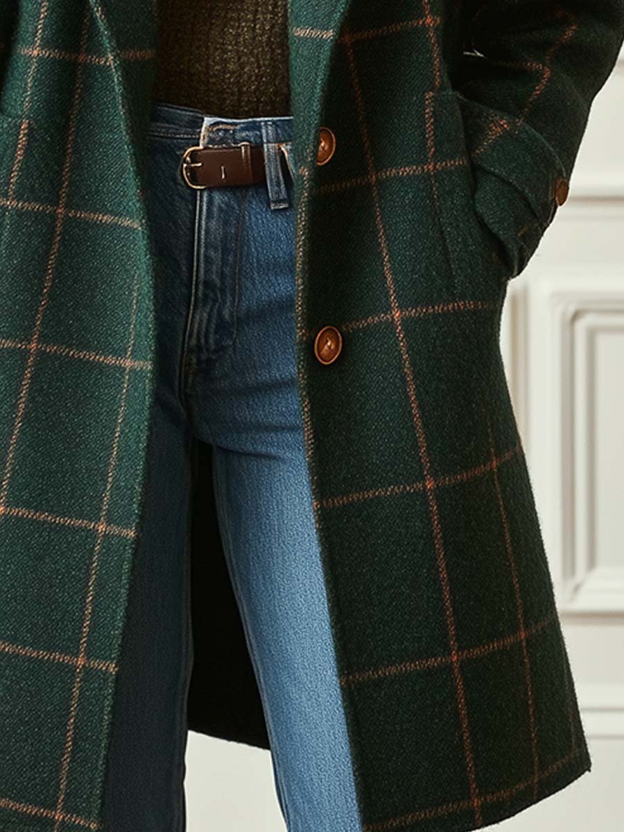Colette | Retro Plaid Tweed Coat