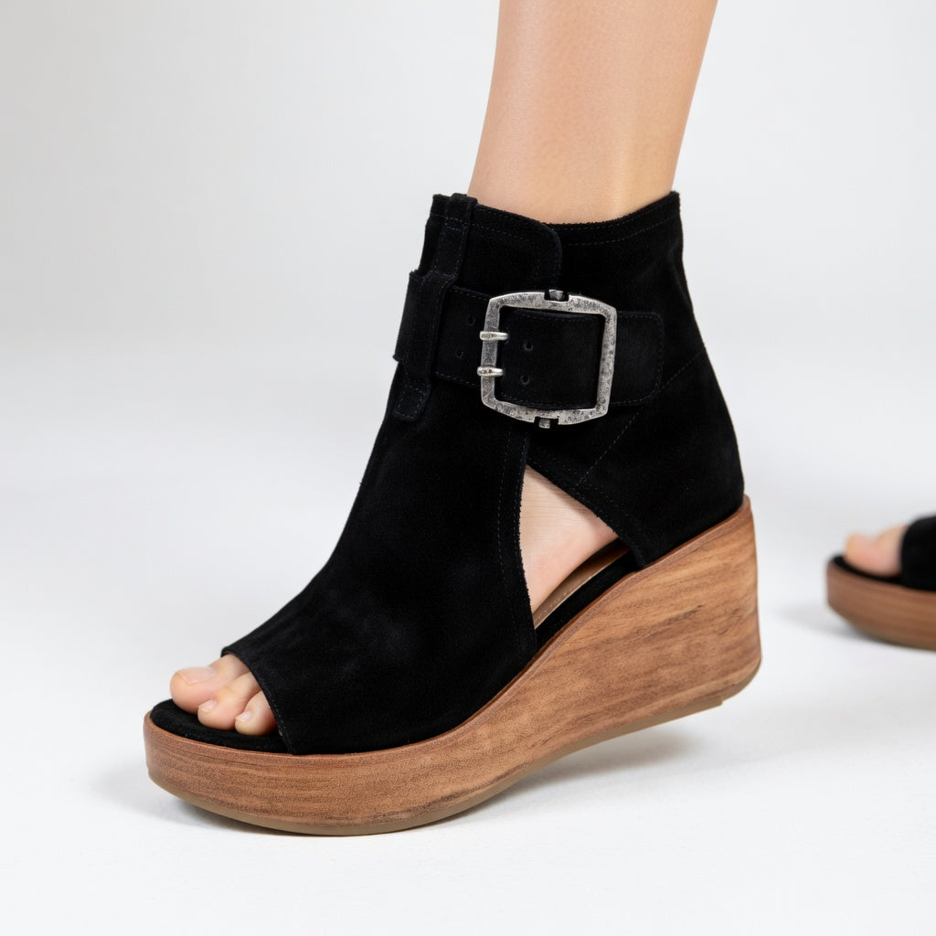 Orélisse™ | Modern Open-Toe Wedge Ankle Boots