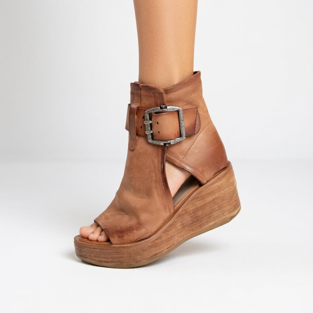 Orélisse™ | Modern Open-Toe Wedge Ankle Boots