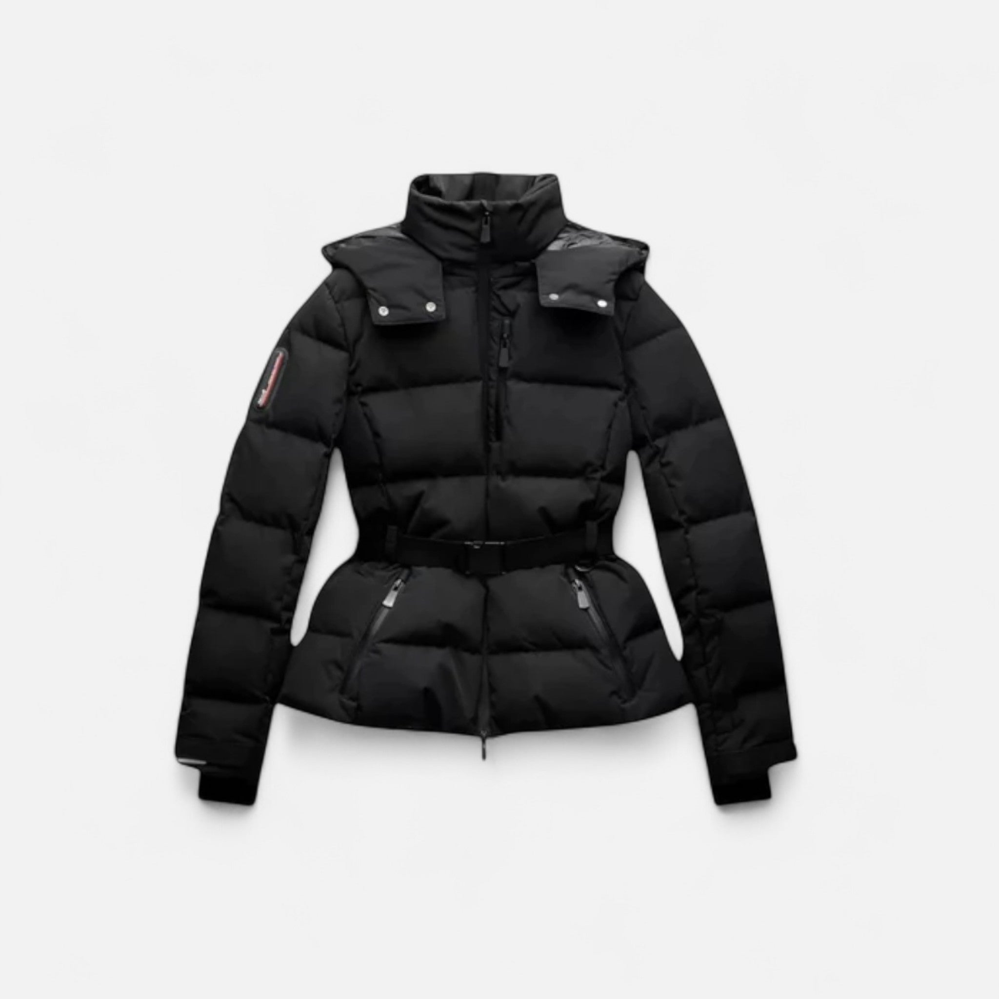 Women's Puffer Jacket – Belted Water-Resistant Elegance
