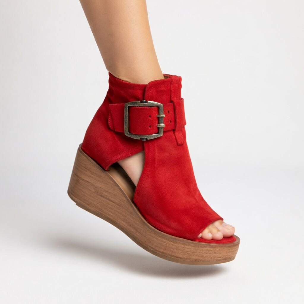 Orélisse™ | Modern Open-Toe Wedge Ankle Boots