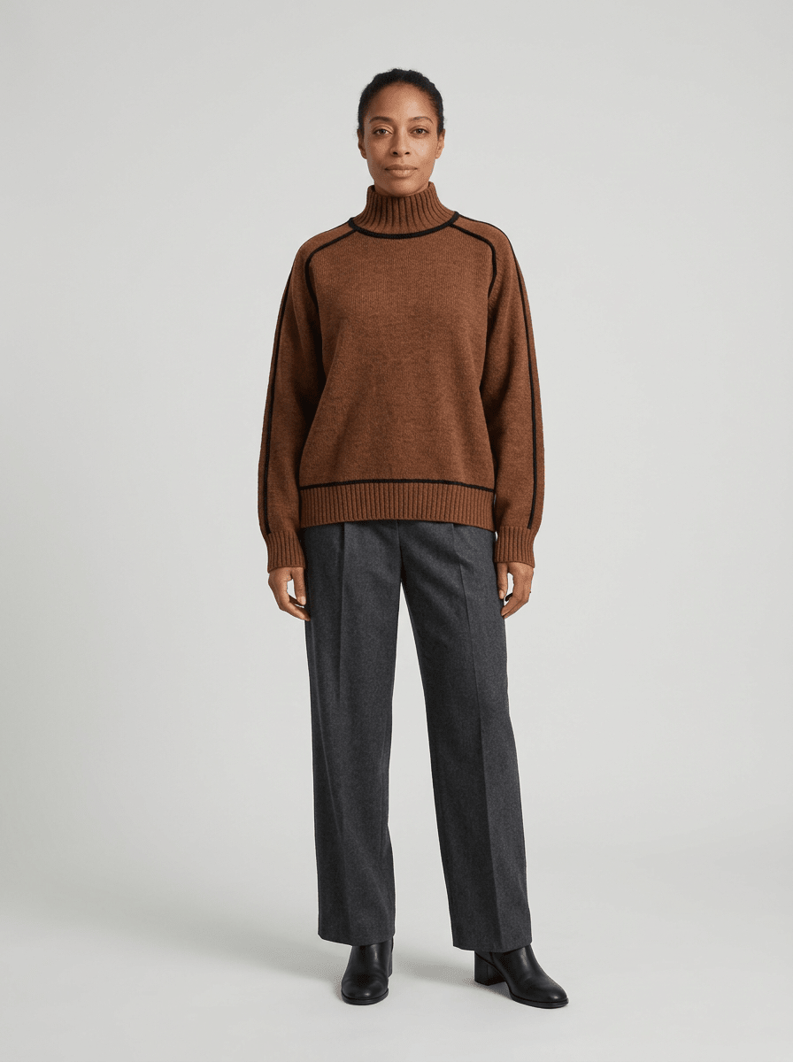 Turtleneck Sweater – Minimalist Color Block Knit