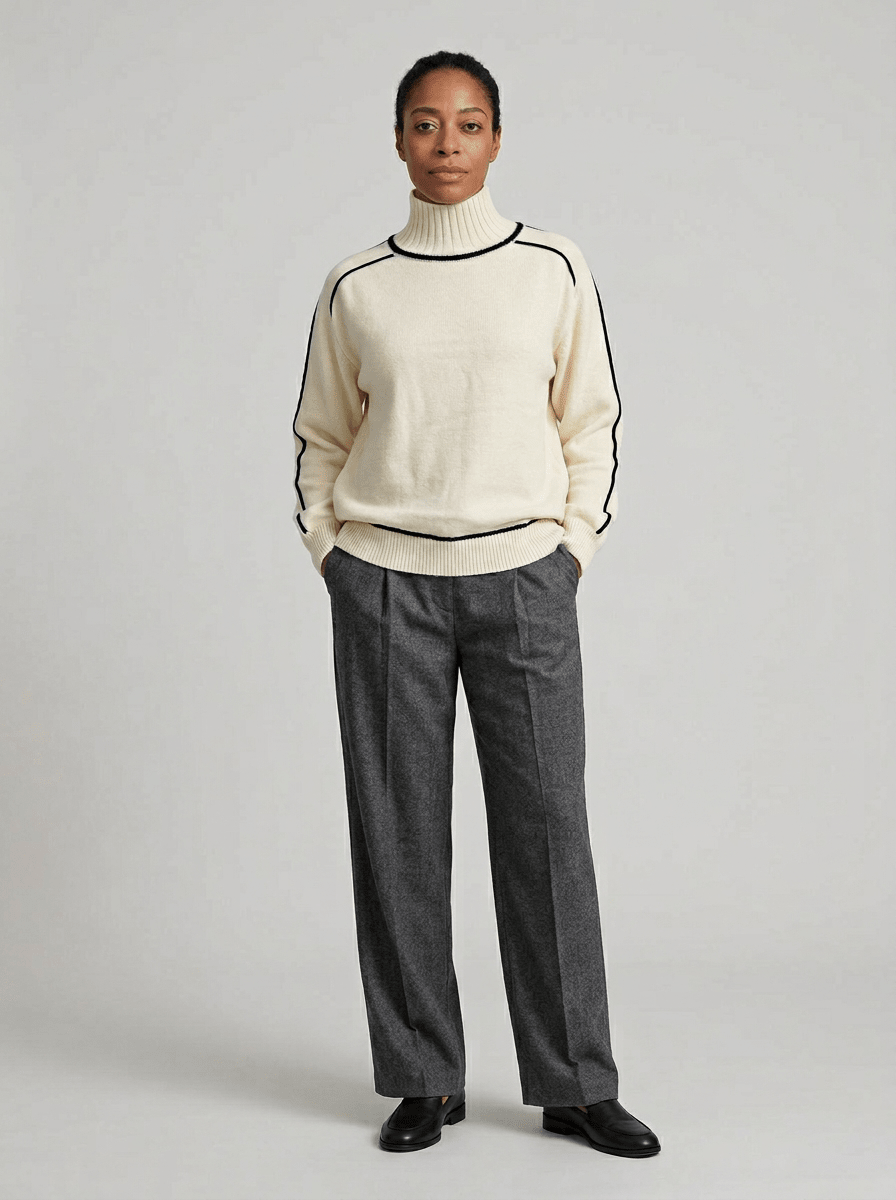 Turtleneck Sweater – Minimalist Color Block Knit
