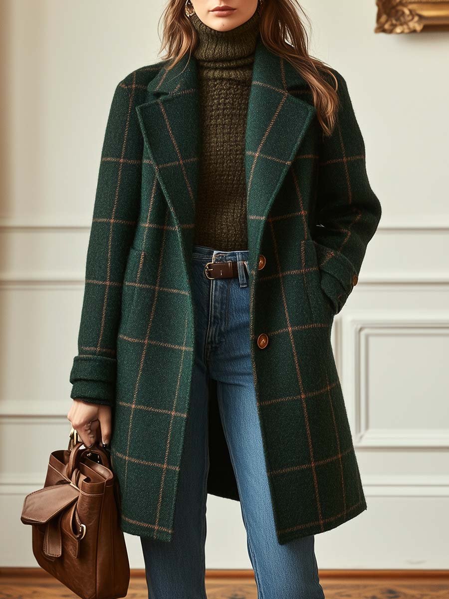 Colette | Retro Plaid Tweed Coat