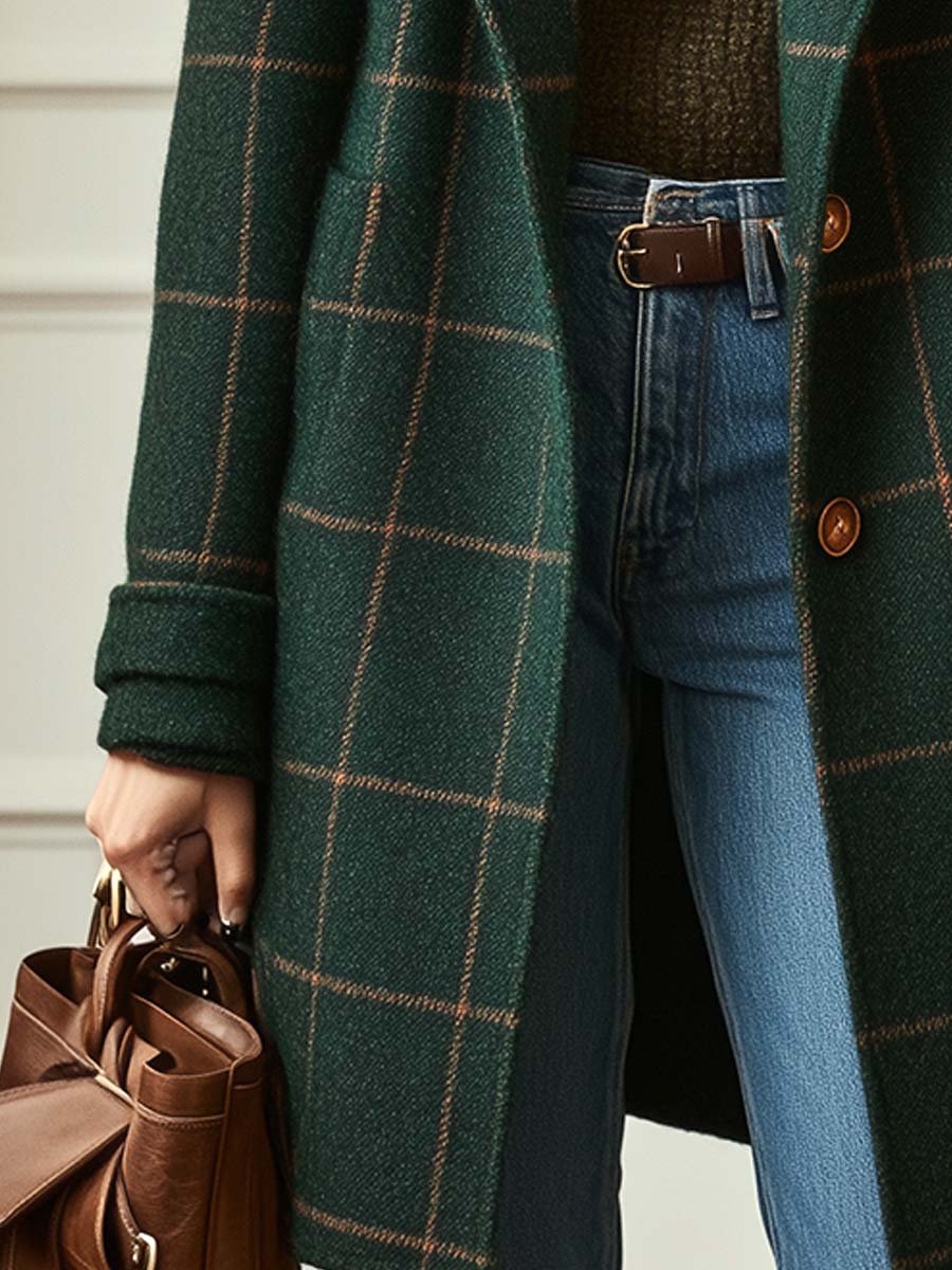 Colette | Retro Plaid Tweed Coat